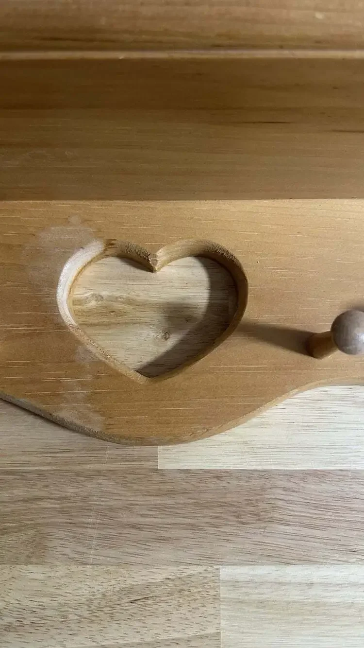 Vintage Rustic Wooden Wall Shelf  Heart Cutout Pegs 24” Cottagecore Farmhouse